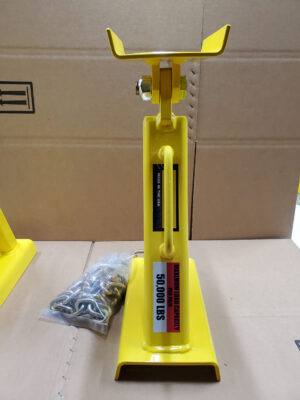 A Yellow Stand Holding a Collection of Screws and Nuts, Showcasing Their Arrangement.