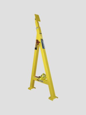 A Sturdy Yellow Metal Stand Equipped With a Yellow Handle, Showcasing a Cohesive and Vibrant Design.