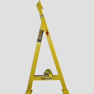 A Yellow Metal Stand Featuring a Matching Yellow Handle, Designed for Stability and Ease of Use.