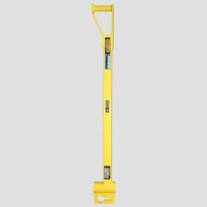 A Yellow Bar With a Handle Positioned Against a Clean White Background, Emphasizing Its Vibrant Color and Design.