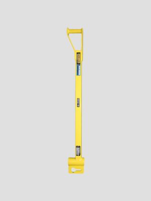 A Yellow Bar With a Handle Positioned Against a Clean White Background, Emphasizing Its Vibrant Color and Design.