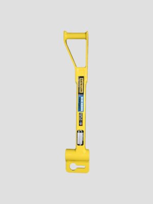 A Bright Yellow Tool Featuring a Handle, Set Against a Stark White Background, Highlighting Its Distinct Appearance.